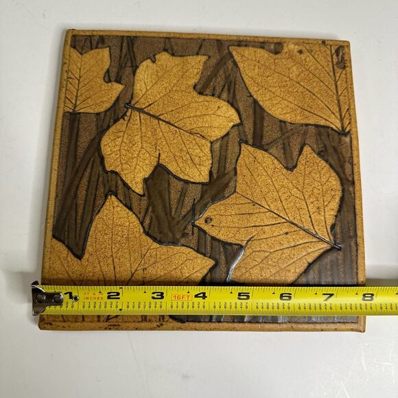 Vintage Maple Leaf Wall Art Tile, Handmade MCM - Picture 6 of 6